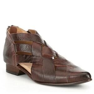 Bed Stu Brittany Woven Ankle Sandal Womens Brown 8 Leather Pointed Toe Booties